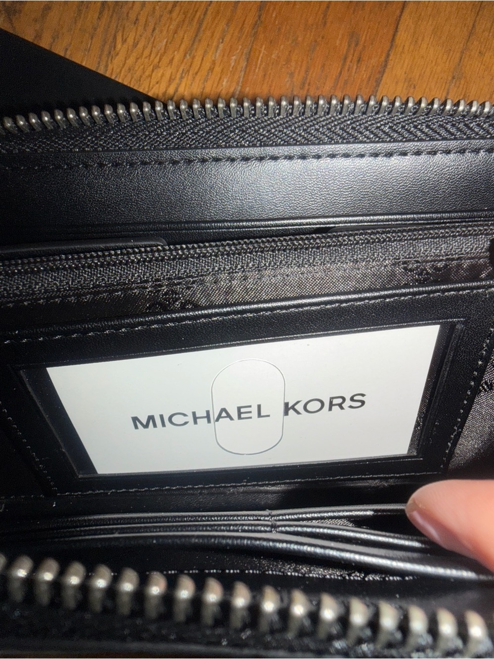 Michael Kors Hudson Metallic Crocodile Embossed Leather Zip-Around Wallet - Picture 9 of 14